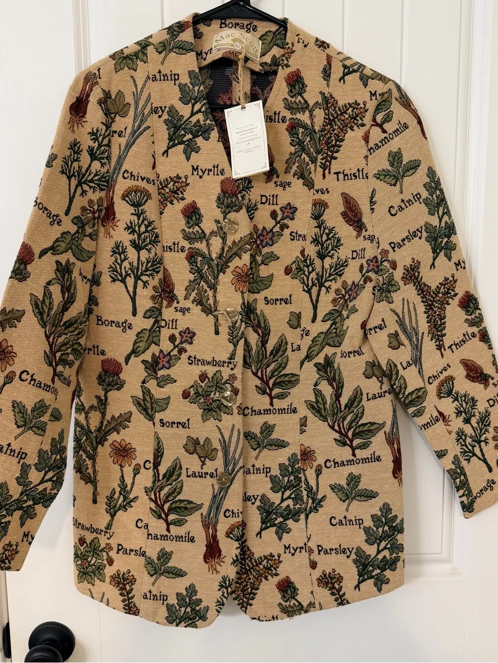1990s Botanical Mint Condition Tapestry Blazer - Picture 3 of 14